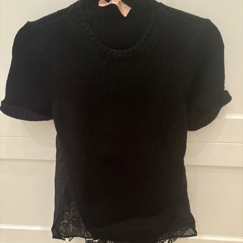 No. 21 - Black Sweater with Open Back and Lace Detail